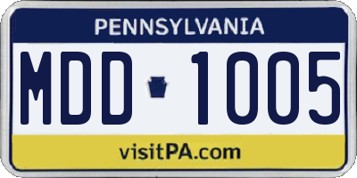 PA license plate MDD1005