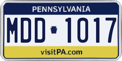 PA license plate MDD1017