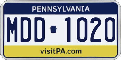 PA license plate MDD1020