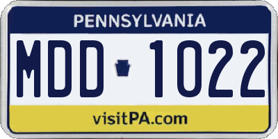 PA license plate MDD1022