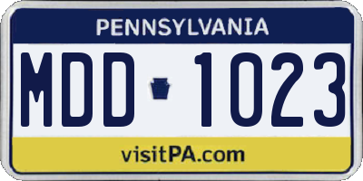 PA license plate MDD1023