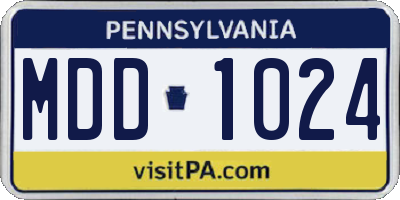PA license plate MDD1024