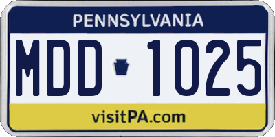 PA license plate MDD1025