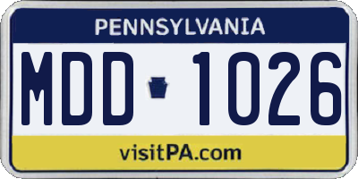 PA license plate MDD1026