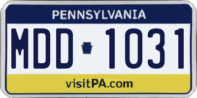 PA license plate MDD1031