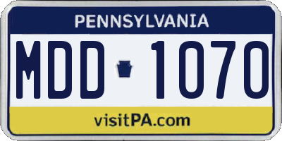 PA license plate MDD1070