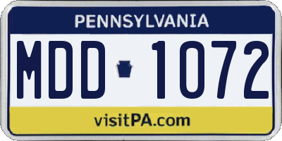 PA license plate MDD1072