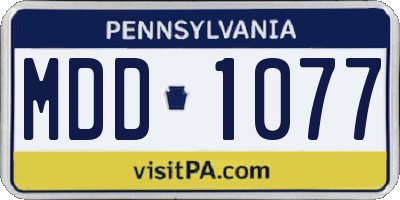 PA license plate MDD1077