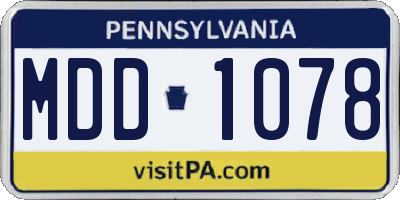 PA license plate MDD1078