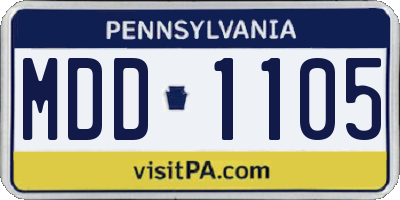PA license plate MDD1105