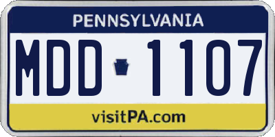 PA license plate MDD1107