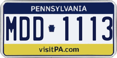 PA license plate MDD1113