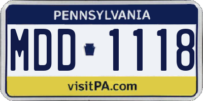 PA license plate MDD1118