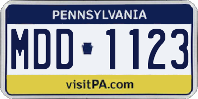 PA license plate MDD1123