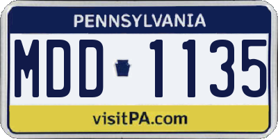 PA license plate MDD1135