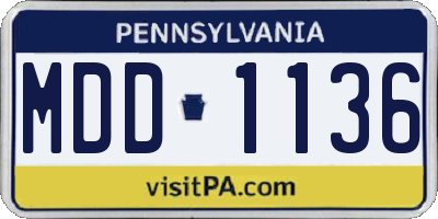 PA license plate MDD1136