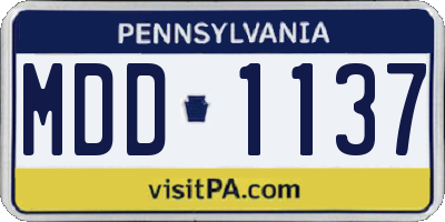 PA license plate MDD1137