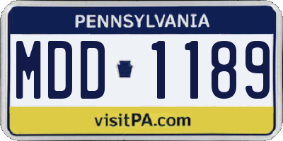 PA license plate MDD1189