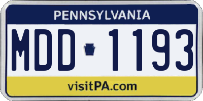 PA license plate MDD1193