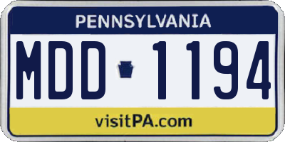 PA license plate MDD1194