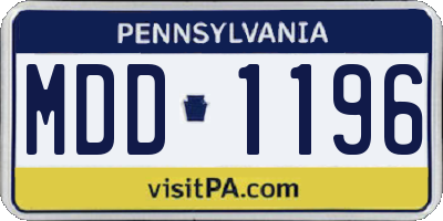PA license plate MDD1196
