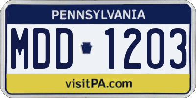 PA license plate MDD1203