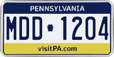 PA license plate MDD1204