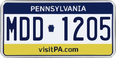 PA license plate MDD1205