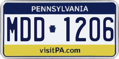 PA license plate MDD1206