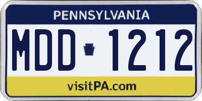 PA license plate MDD1212