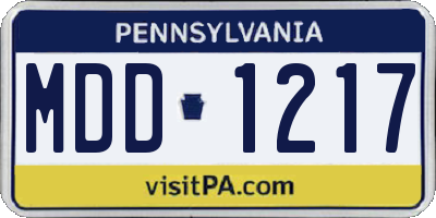 PA license plate MDD1217