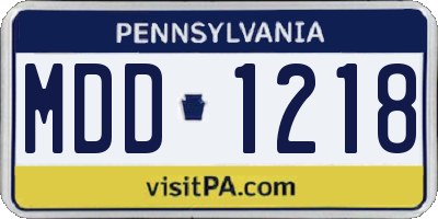 PA license plate MDD1218