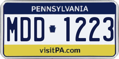 PA license plate MDD1223