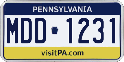 PA license plate MDD1231