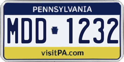 PA license plate MDD1232