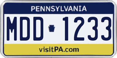 PA license plate MDD1233