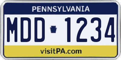 PA license plate MDD1234