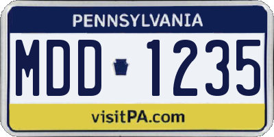 PA license plate MDD1235