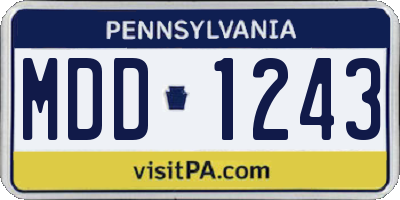 PA license plate MDD1243