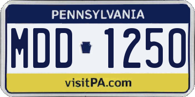 PA license plate MDD1250
