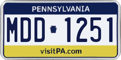 PA license plate MDD1251