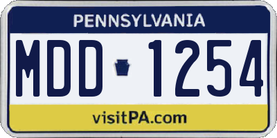 PA license plate MDD1254