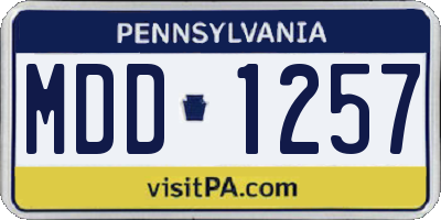 PA license plate MDD1257