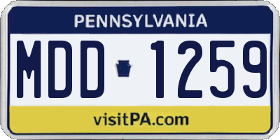 PA license plate MDD1259