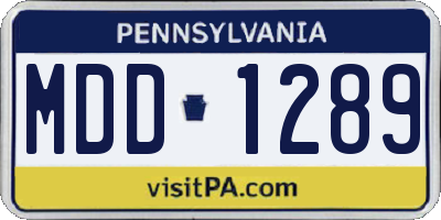 PA license plate MDD1289