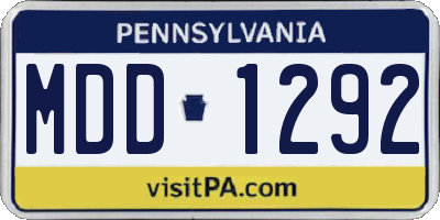 PA license plate MDD1292