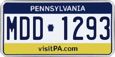 PA license plate MDD1293