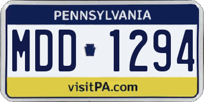 PA license plate MDD1294