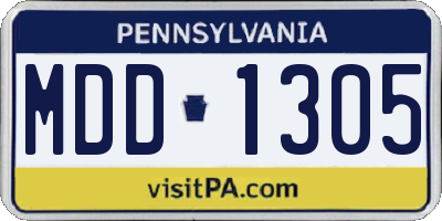 PA license plate MDD1305