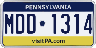 PA license plate MDD1314